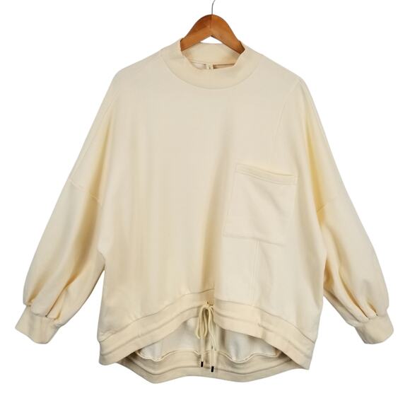 Nap Loungewear Women's Cream Mock Neck Drawstring Hem Sweatshirt Size Large - Picture 1 of 9